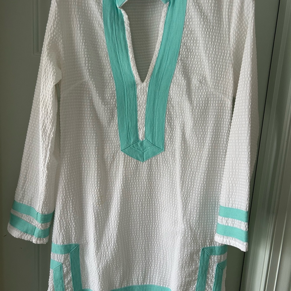 Sail to Sable White and Teal Tunic Dress